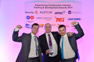 Picture L to R Joe Pierce - Apprentice Welder, Mick Heatlie - Training and Development Manager, Tom Chisum – Apprentice Plater 